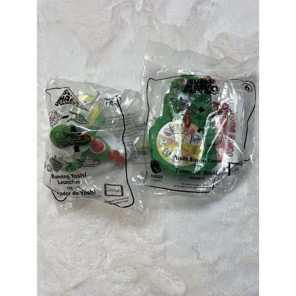 McDonald’s Super Mario 2018 Toys Yoshi Bingo Game 6 And Running Yoshi Launcher 3 - Picture 1 of 4
